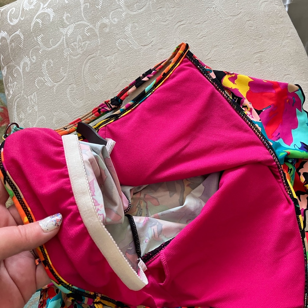 Kenneth Cole Reaction 2 Piece Tankini Swimsuit Floral Print Multi Colored Size M - Picture 11 of 16